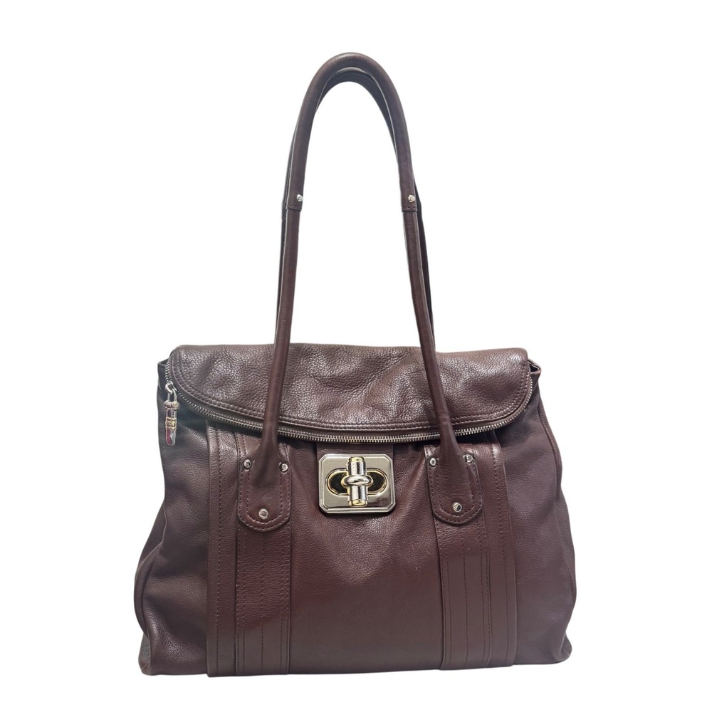 B. Makowsky‎ Shoulder Bag Womens Large Brown Leather Excellent Foldover Tote